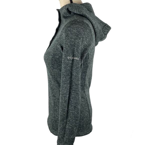 Columbia Button Fleece Sweater Henley Hoodie Pullover Long Sleeve Gray Womens XS - Picture 2 of 13